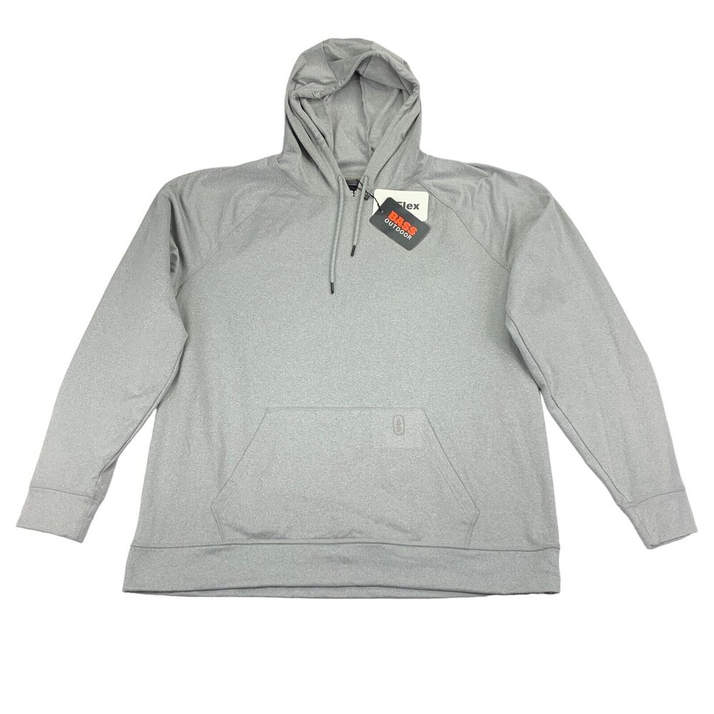 Bass Outdoor Mens Tranquility Regular Fit Solid Fleece Hoodie Gray 2XL
